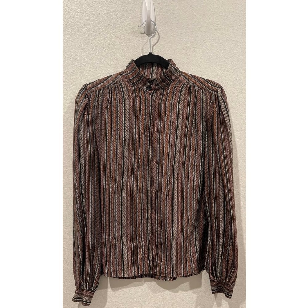 BETTY HANSON 80's Multicolor Striped Silk Blouse